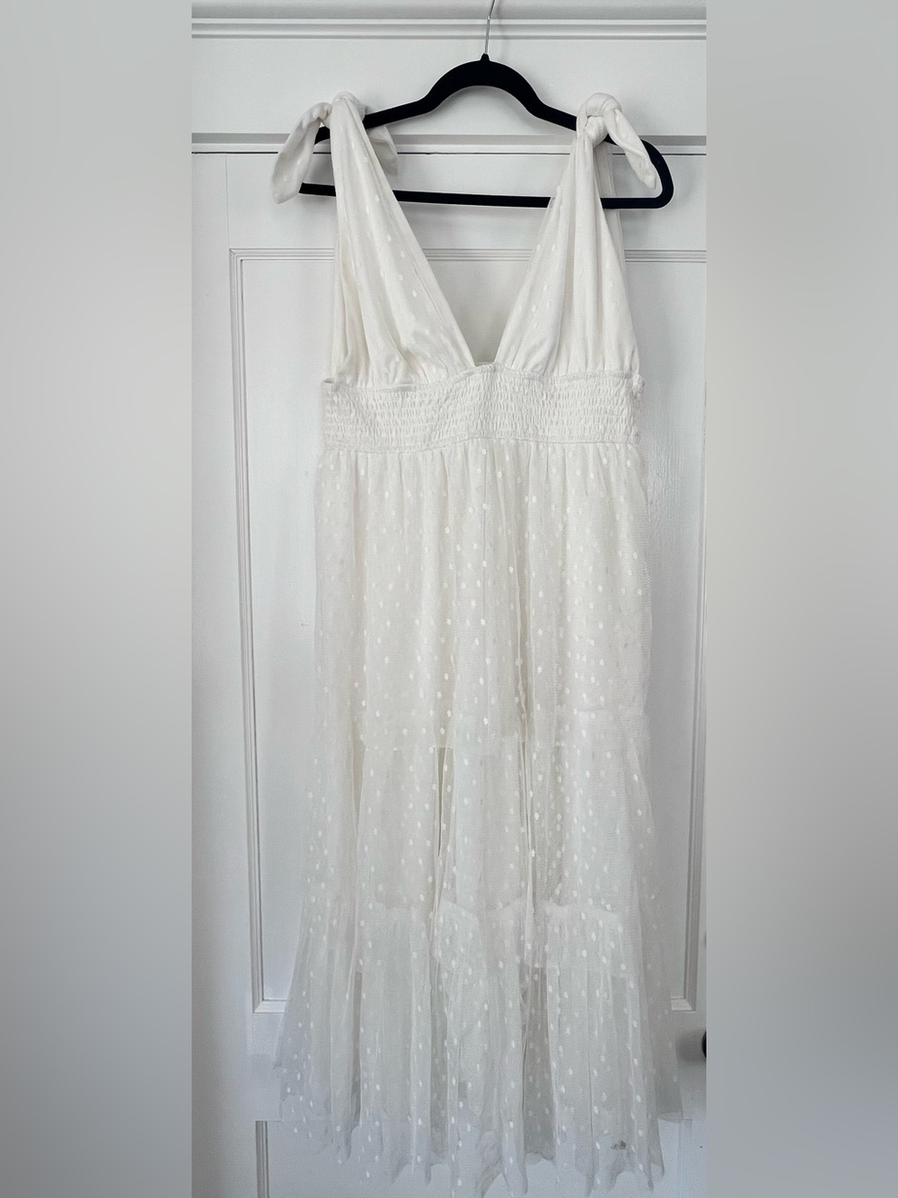 Lulu's Ivory Swiss Dot Tiered Maxi Skirt - Picture 1 of 6